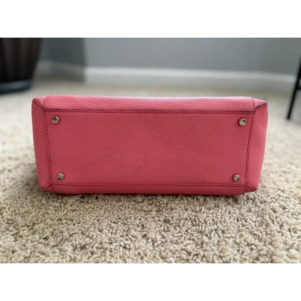 Kate Spade Bridge Place Francisca Tote Pink Flamingo Pebbled Leather Bow Accent